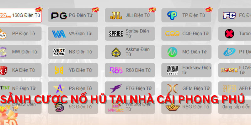 Sảnh cược Nổ Hũ tại nhà cái phong phú