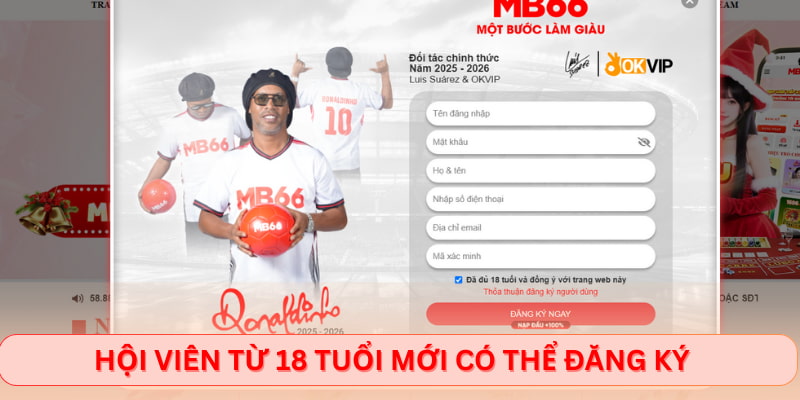 Hội viên từ 18 tuổi mới có thể đăng ký